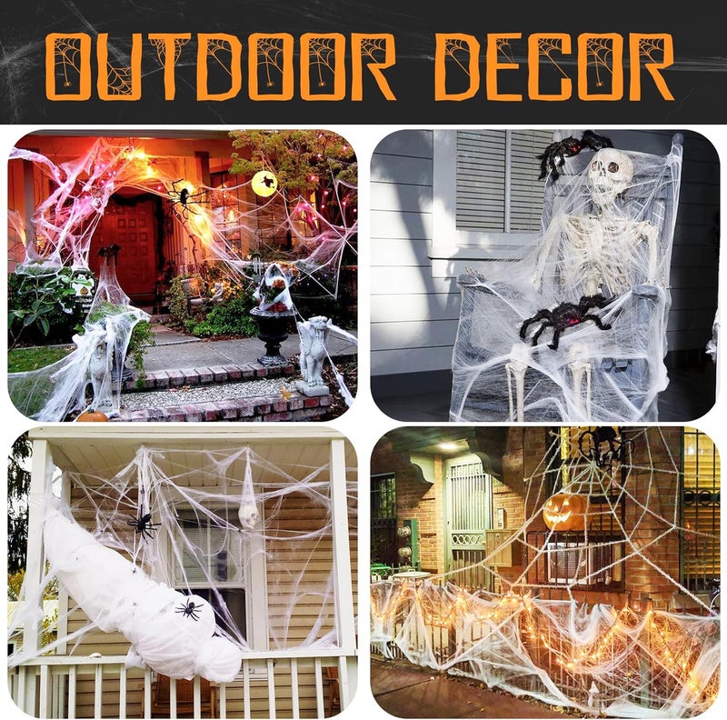 Midsea 500 sqft Spider Web Halloween Decorations with 20 Fake Spiders, Super Stretch Spider Webs for Halloween Decor Indoor & Outdoor, Party Supplies Garage Door Decorations - Image 5